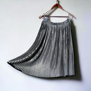 🌻W&B Zara Collection Metallic Accordion Pleated Midi Skirt Size Small